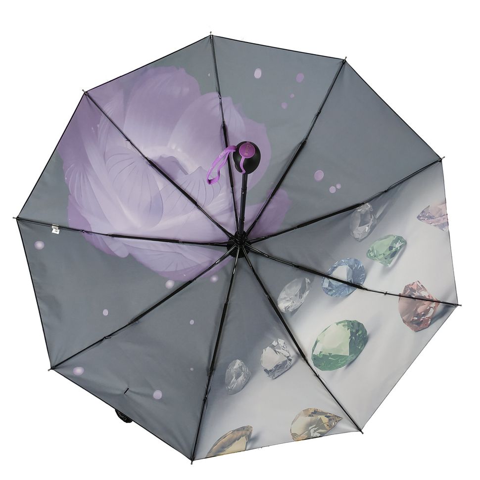 Жіноча парасоля напівавтомат "Calm Rain", на 9 спиць, фіолетовий,125-1  125-1 фото | ANANASKO