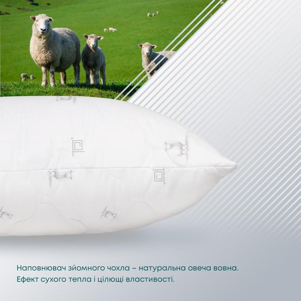 Подушка з овечою вовною 70х70 біла PURE WOOL ТЕП 3-00468  3-00468 фото | ANANASKO
