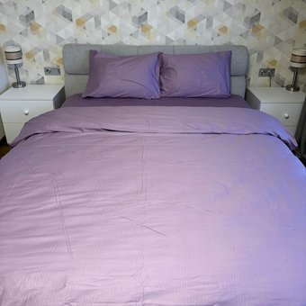 Комплект постельного белья полуторный Сатин фиолетовый Ananasko 19125 125 г/м² 19125(1,5) фото | ANANASKO