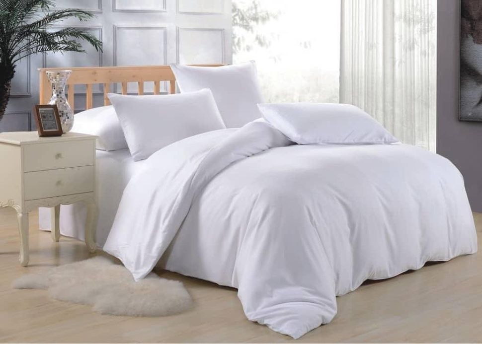 Комплект постельного белья полуторный белый Бязь Голд Ananasko 51111 140 ниток/см² 51111(1,5) фото | ANANASKO
