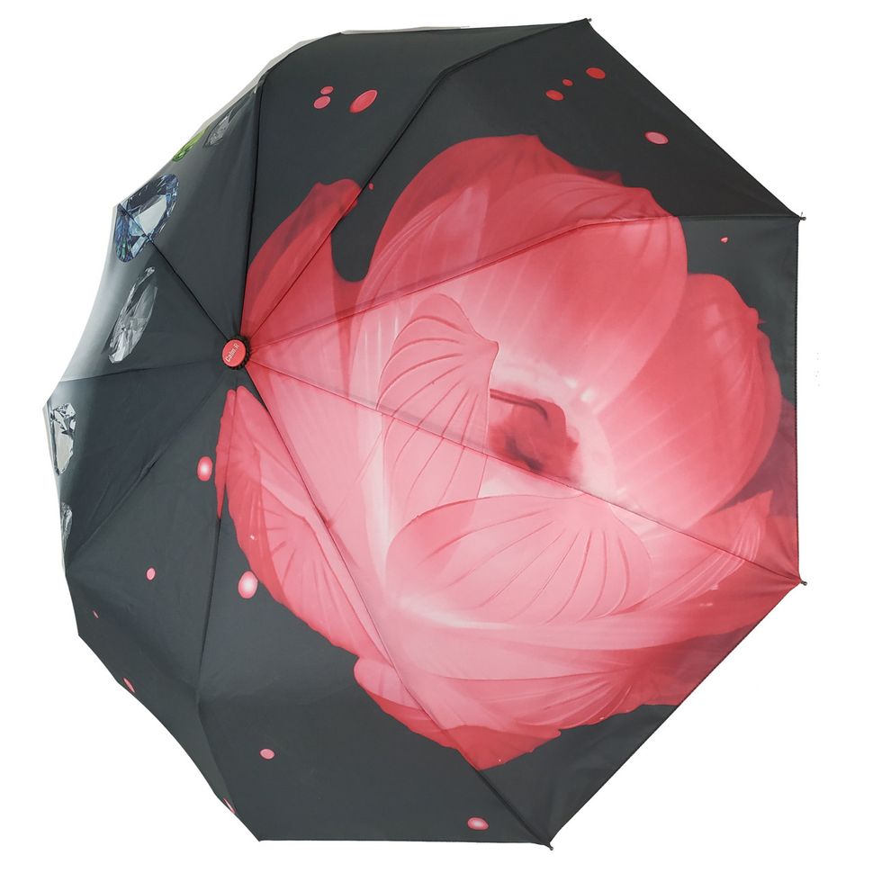 Жіноча парасоля напівавтомат "Calm Rain", на 9 спиць, рожевий колір, 125-2  125-2 фото | ANANASKO