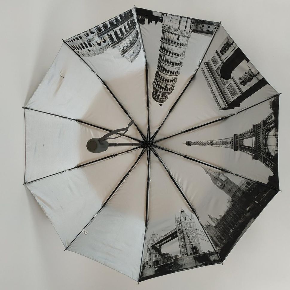 Жіноча парасоля напівавтомат Bellissimo з візерунком зсередини, коричневий, 18315-2  18315-2 фото | ANANASKO