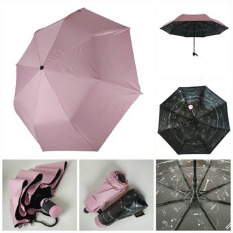Однотонна парасоля напівавтомат "Зоряне небо", рожевий колір, 3065-1