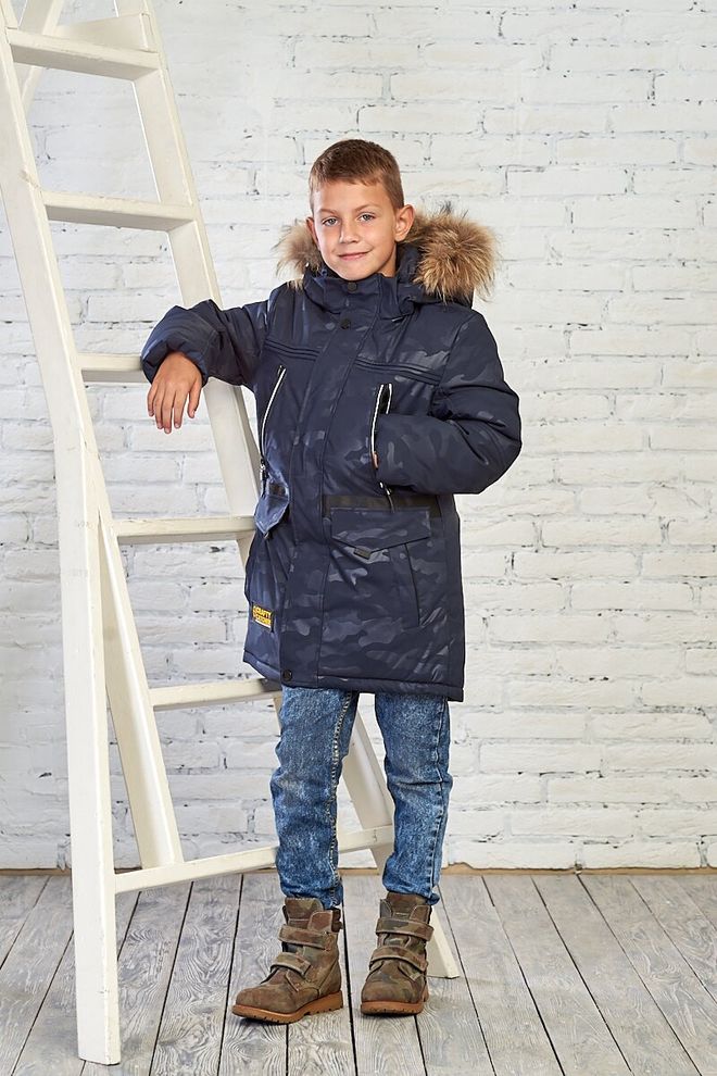 Зимова камуфляжна куртка на хлопчика 140  18881(Синий камуфляж) фото | ANANASKO