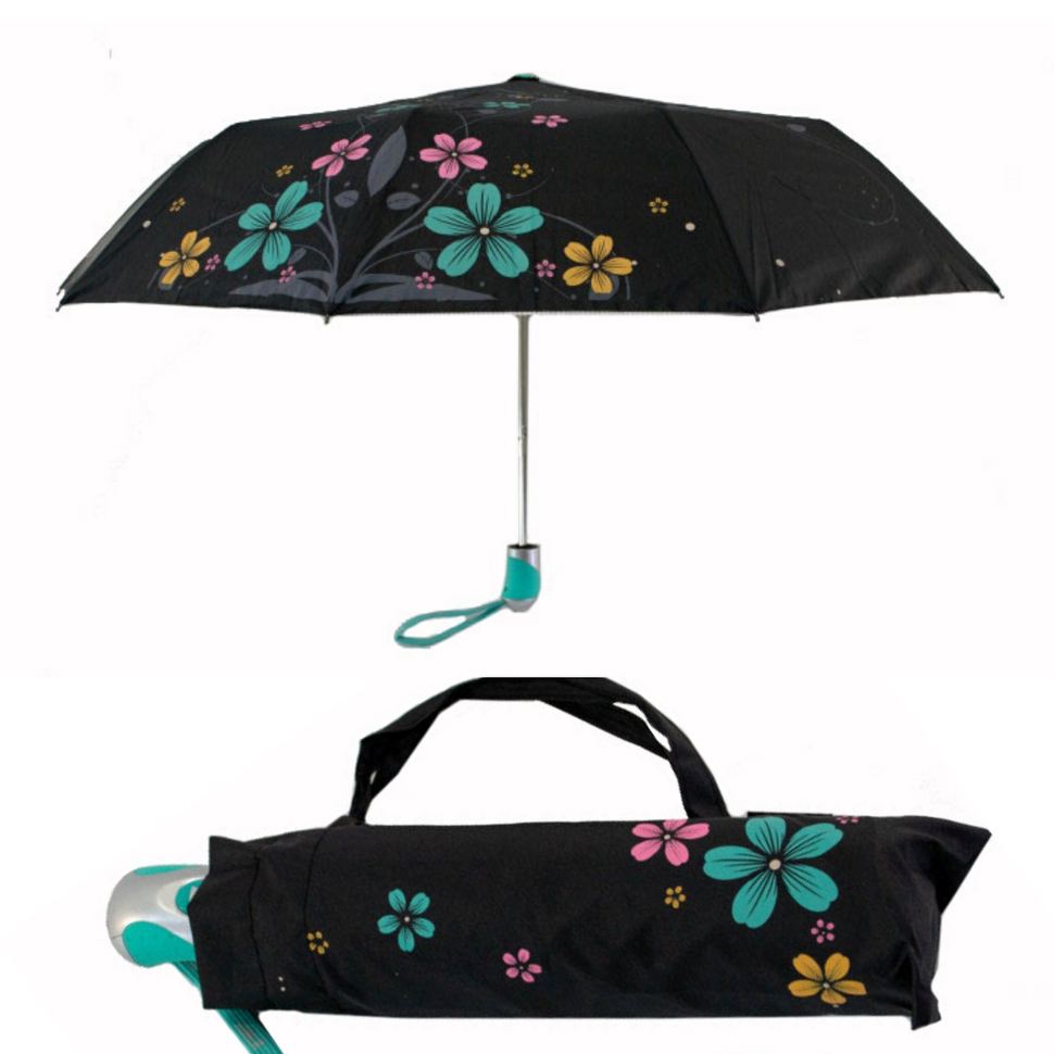 Женский зонт-полуавтомат с серебристым напылением от Max, бирюзовая ручка, 124-2  124-2 фото | ANANASKO