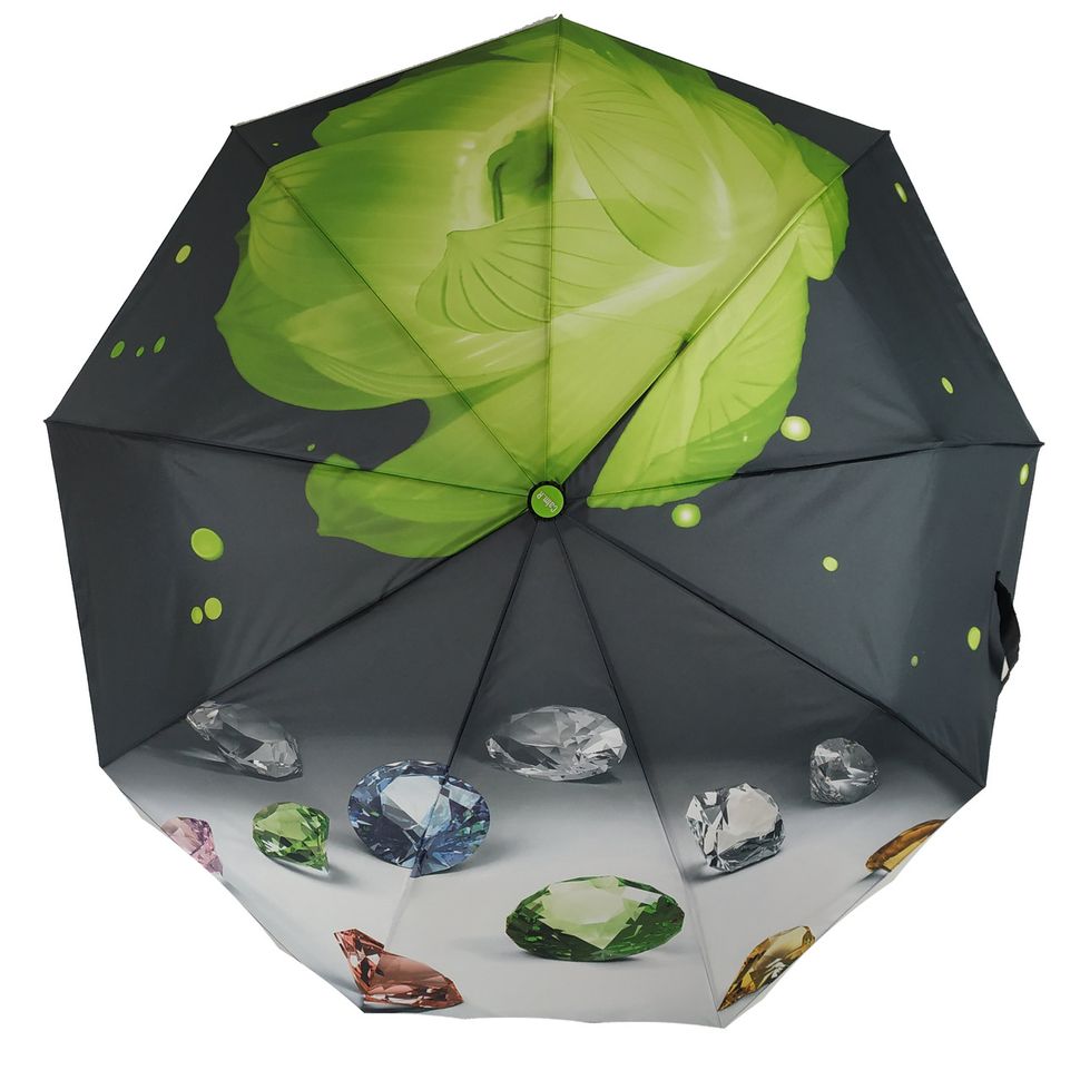Жіноча парасоля напівавтомат "Calm Rain", модель "Brilliant" на 9 спиць, салатовий, 125-3  125-3 фото | ANANASKO