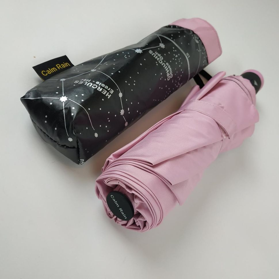 Однотонна парасоля напівавтомат "Зоряне небо", рожевий колір, 3065-1  3065-1 фото | ANANASKO