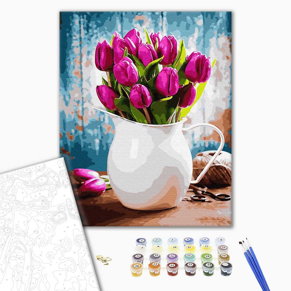 Картина по номерам Тюльпаны в чашке  GX31612 фото | ANANASKO
