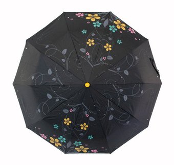 Женский зонт-полуавтомат с серебристым напылением от Max, жетлая ручка, 124-3