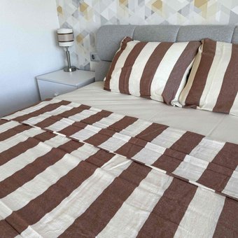 Комплект постельного белья двуспальный евро Вареный хлопок Ранфорс Epaisse Brown Turkiz VB9 145 г/м² VB9(e) фото | ANANASKO