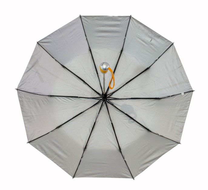Жіноча парасолька-напівавтомат з сріблястим напиленням від Max, жовта ручка, 124-3  124-3 фото | ANANASKO