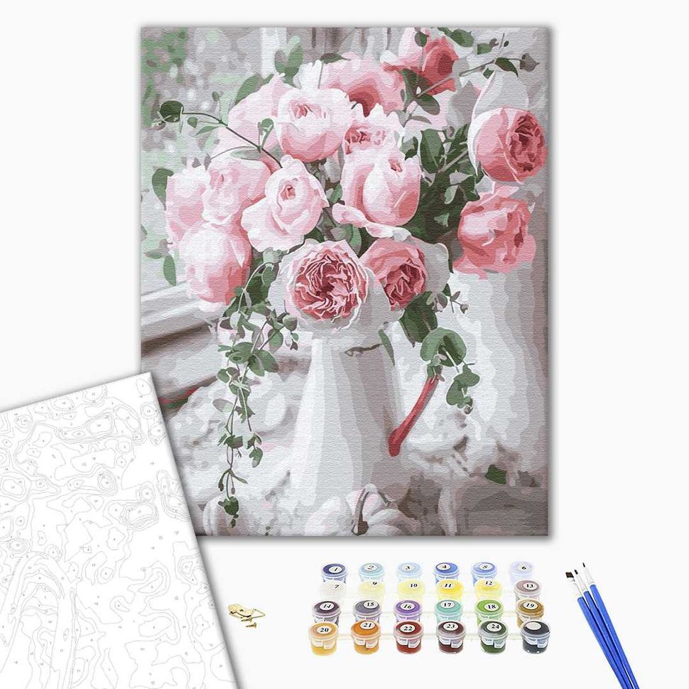 Картина за номерами Букет ніжних троянд  GX29390 фото | ANANASKO