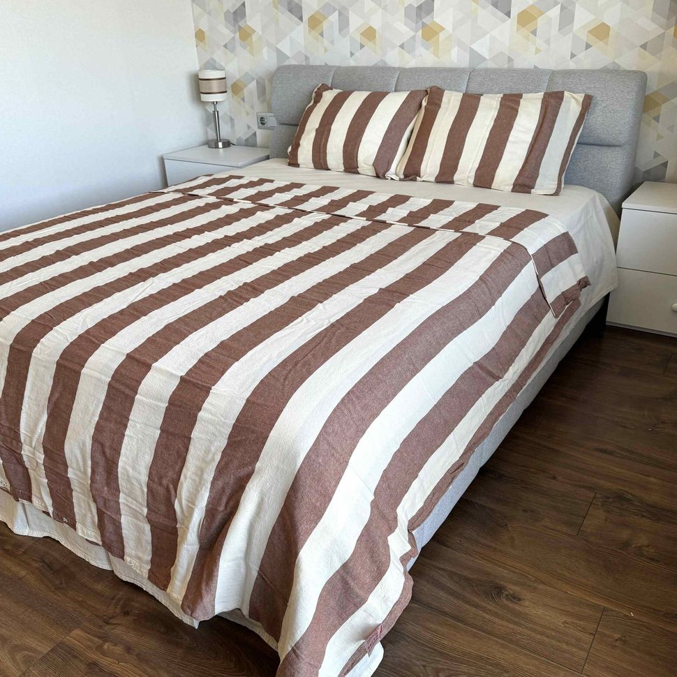Комплект постельного белья двуспальный евро Вареный хлопок Ранфорс Epaisse Brown Turkiz VB9 145 г/м² VB9(e) фото | ANANASKO