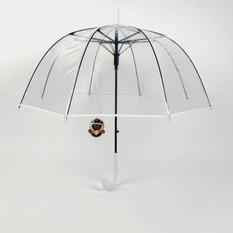 Детский прозрачный зонт трость от Max Comfort с белой ручкой, 027-1