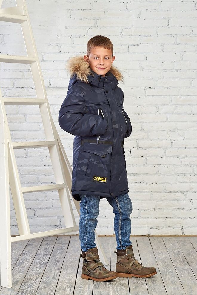 Зимняя камуфляжная куртка на мальчика 152  18881(Синий камуфляж) фото | ANANASKO