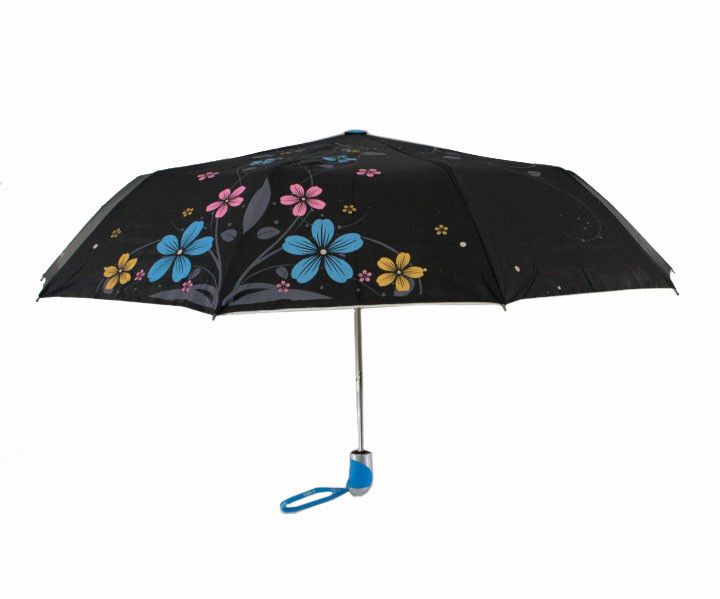 Женский зонт-полуавтомат с серебристым напылением от Max, синяя ручка, 124-4  124-4 фото | ANANASKO