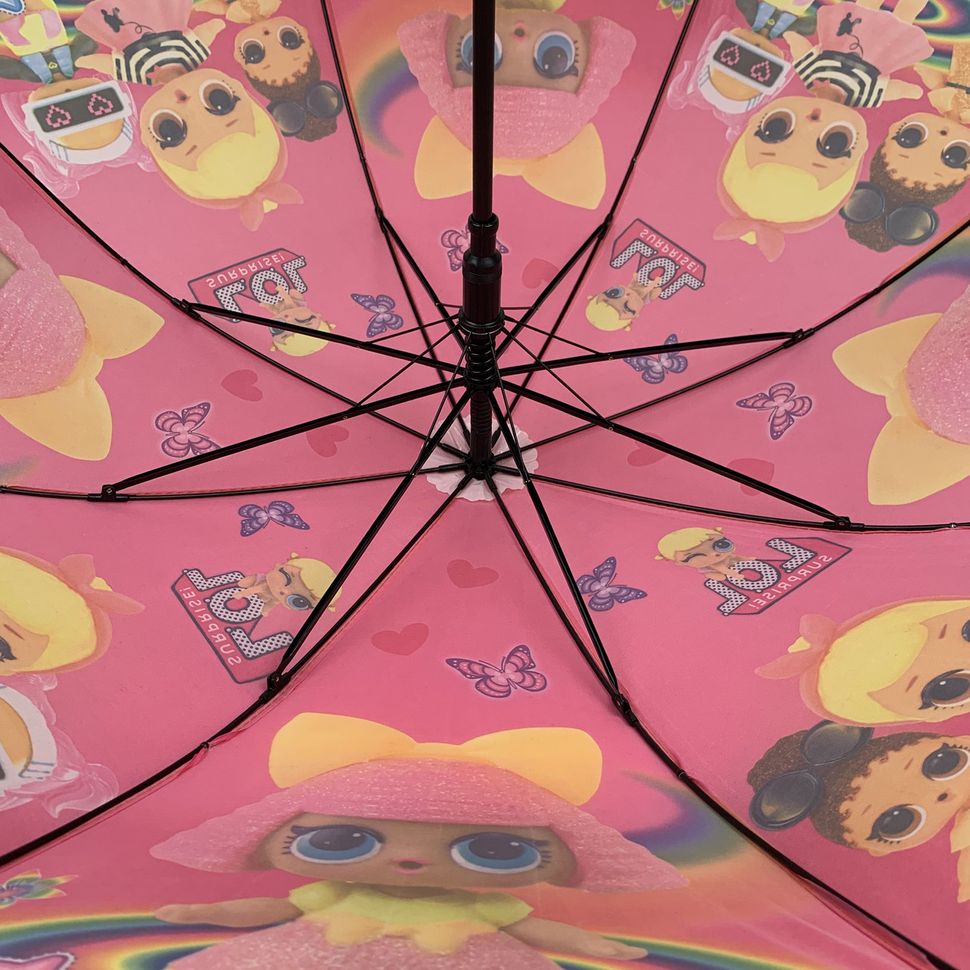 Детский зонт-трость, полуавтомат "LOL / ЛОЛ" от Paolo Rosi, с малиновой ручкой, 077-3  077-3 фото | ANANASKO