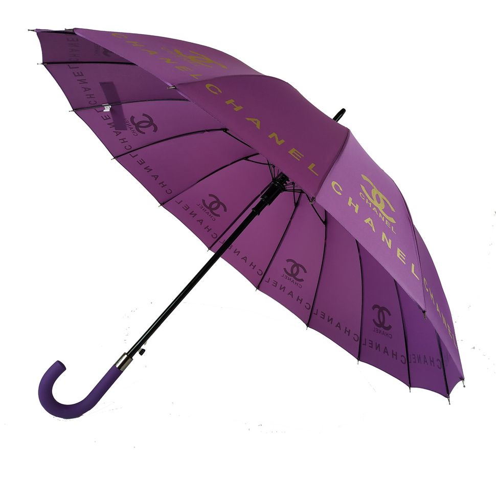 Женский зонт-трость с логотипами брендов, полуавтомат от фирмы "MAX", фиолетовый, 1001-2  1001-2 фото | ANANASKO