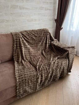 Плед на ліжко односпальний 150х210 флісовий коричневий Ananasko P402 за 560 грн