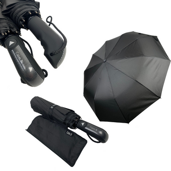 Мужской складной зонт-полуавтомат на 10 спиц от Calm Rain, черный, 345-1