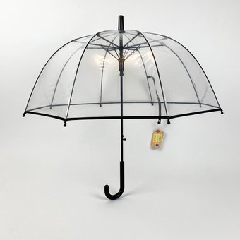 Детский прозрачный зонт трость от Max Comfort с черной ручкой, 027-2