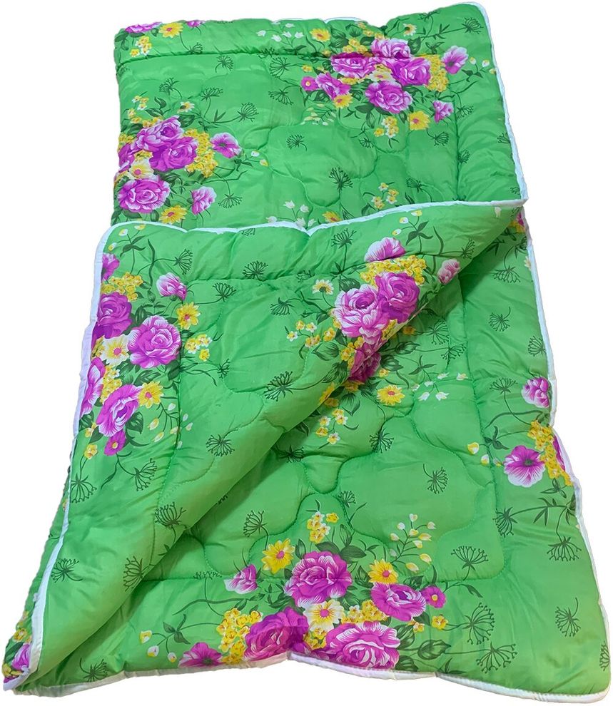 Одеяло полуторное холлофайбер зеленого цвета Ananasko  K776 (1.5) фото | ANANASKO