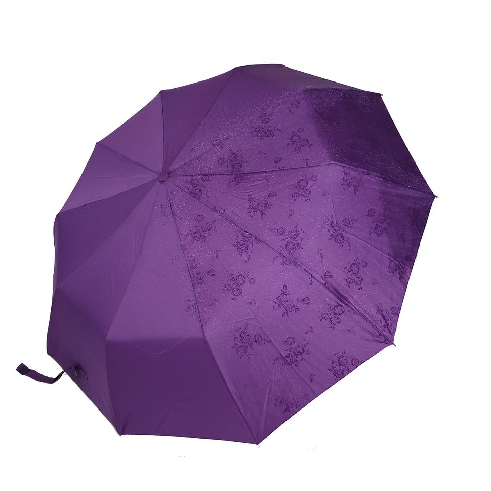 Жіноча парасоля напівавтомат на 10 спиць Bellisimo "Flower land", проявлення, фіолетовий колір, 461-2  461-2 фото | ANANASKO