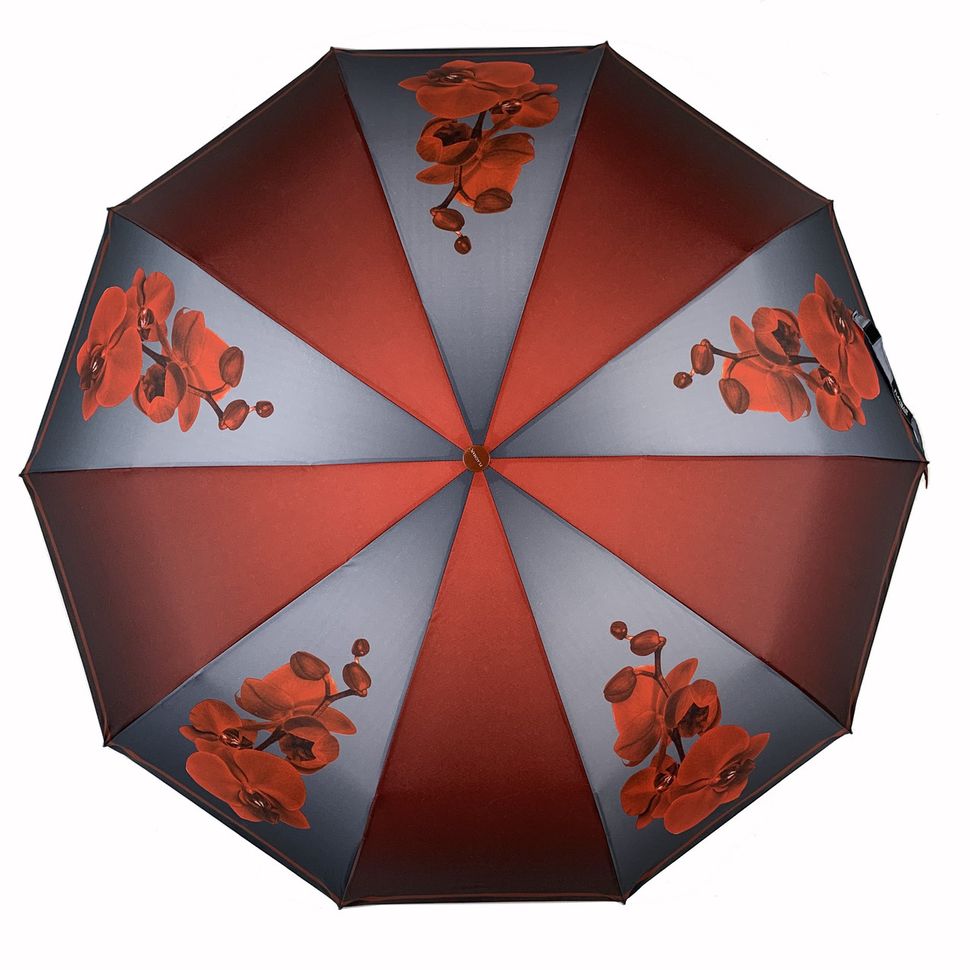 Женский зонт-полуавтомат c принтом орхидей от Flagman, бордовый, 509-1  509-1 фото | ANANASKO