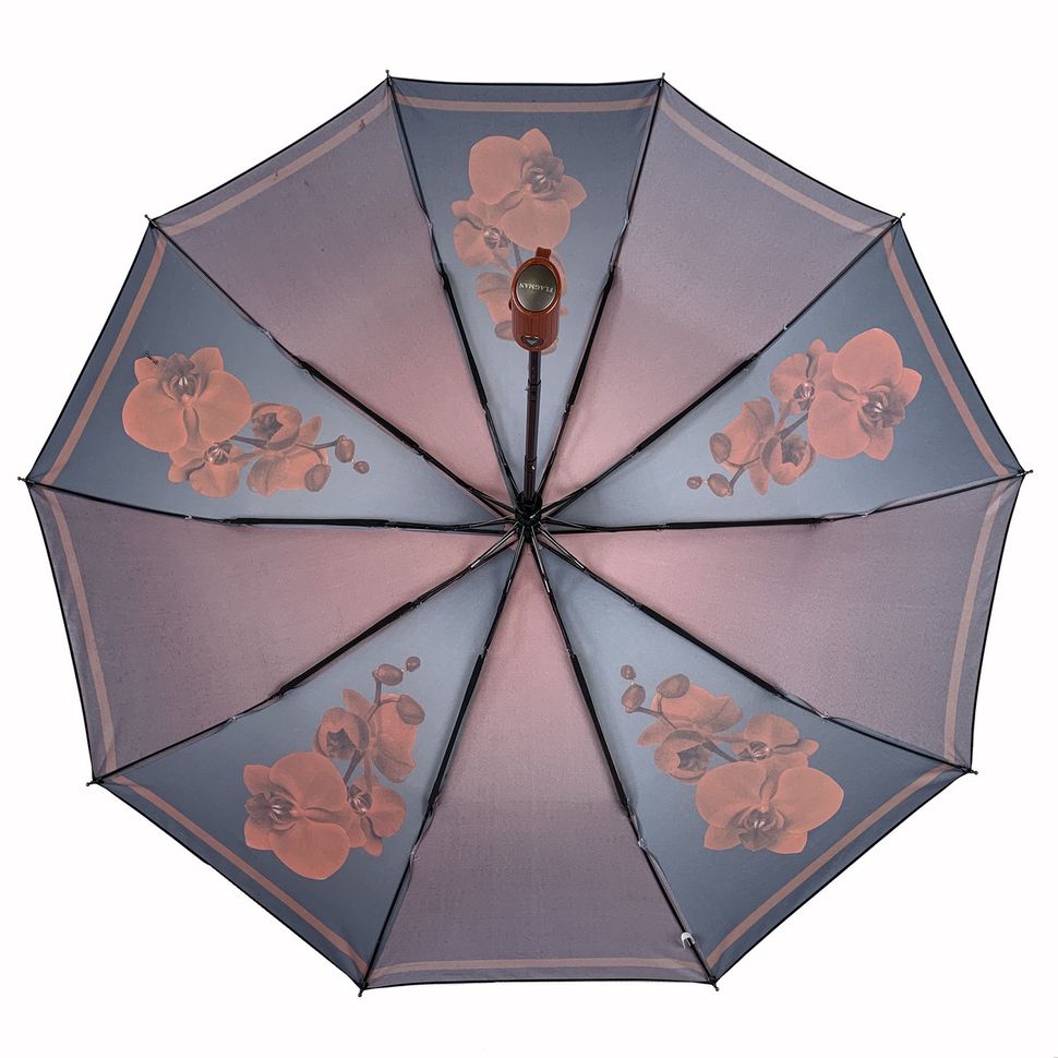 Жіноча парасоля-напівавтомат c принтом орхідей від Flagman, бордовий, 509-1  509-1 фото | ANANASKO
