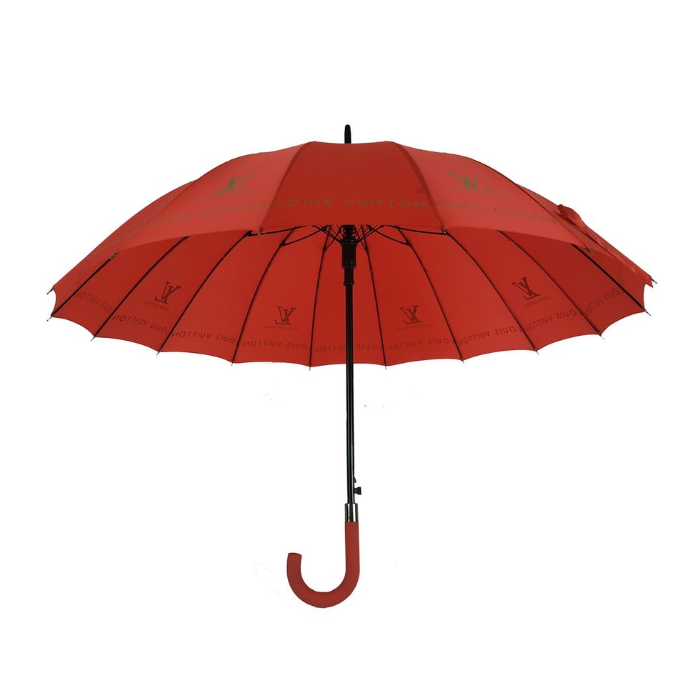 Жіноча парасоля-тростина з логотипами брендів, напівавтомат, червоний, 1001-5  1001-5 фото | ANANASKO