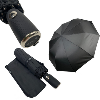 Мужской складной зонт-полуавтомат на 10 спиц от Calm Rain, черный, 360-1