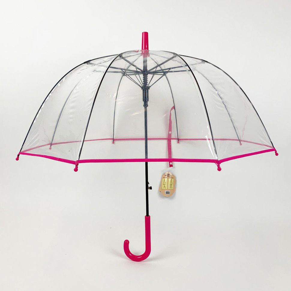 Детский прозрачный зонт трость от Max Comfort с розовой ручкой, 027-3  027-3 фото | ANANASKO