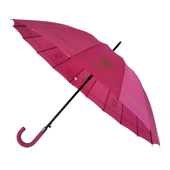 Жіноча парасоля-тростина з логотипами брендів, напівавтомат, рожевий колір, 1001-1