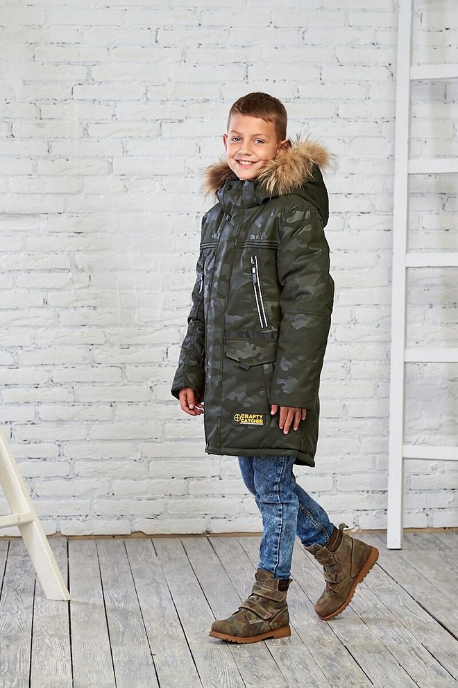 Зимняя камуфляжная куртка на мальчика 140  18882(Хаки камуфляж) фото | ANANASKO