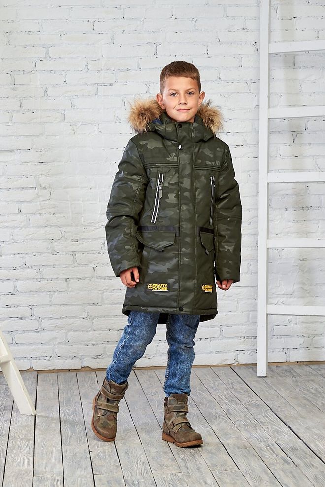 Зимова камуфляжна куртка на хлопчика 140  18882(Хаки камуфляж) фото | ANANASKO