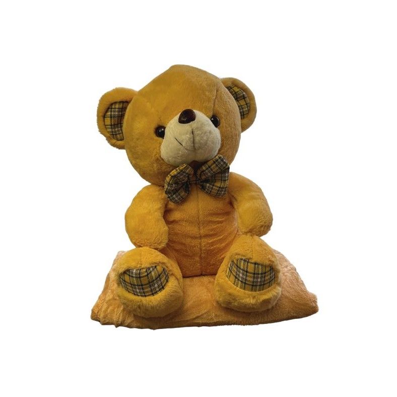 Детский плед 150х120 см с игрушкой Медвежонок желтый Ananasko P328  P328 фото | ANANASKO