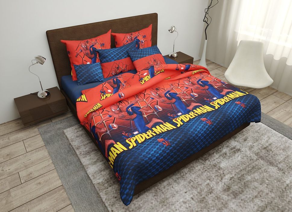 Детский комплект постельного белья полуторный Spiderman Бязь Голд Ananasko 164290 140 ниток/см² 164290(1,5) фото | ANANASKO