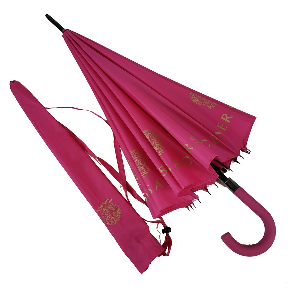 Женский зонт-трость с логотипами брендов, полуавтомат, розовый, 1001-1  1001-1 фото | ANANASKO