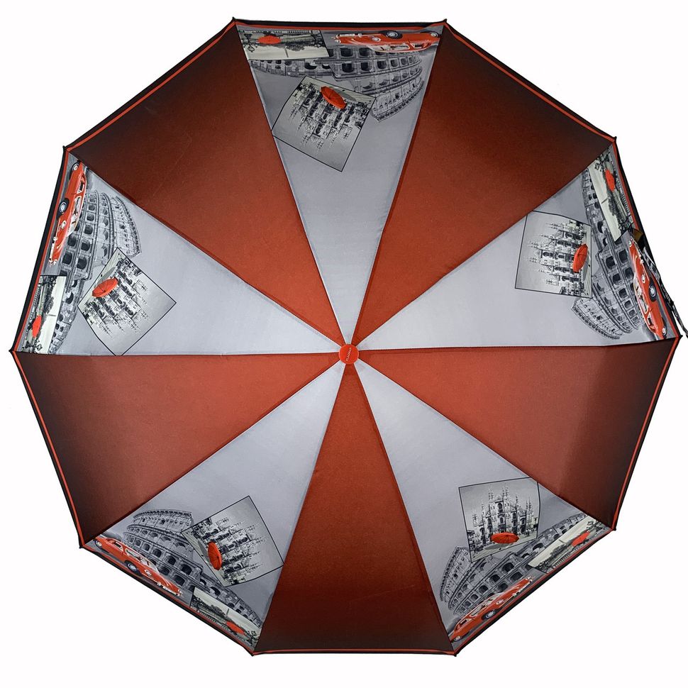 Жіноча парасоля-напівавтомат з принтом Колізею від Flagman, червоний, 509-3  509-3 фото | ANANASKO