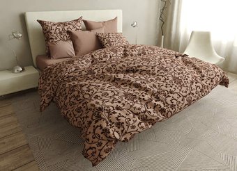 Комплект постельного белья полуторный коричневого цвета Бязь Голд Ananasko 154292