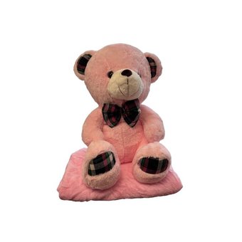 Дитячий плед 150х120 см з іграшкою Ведмедик рожевий Ananasko P329  P329 фото | ANANASKO