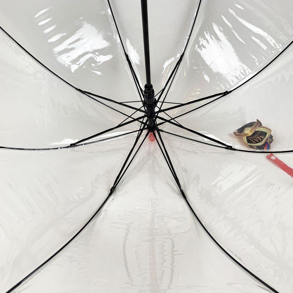 Детский прозрачный зонт трость от Max Comfort с красной ручкой, 027-5  027-5 фото | ANANASKO