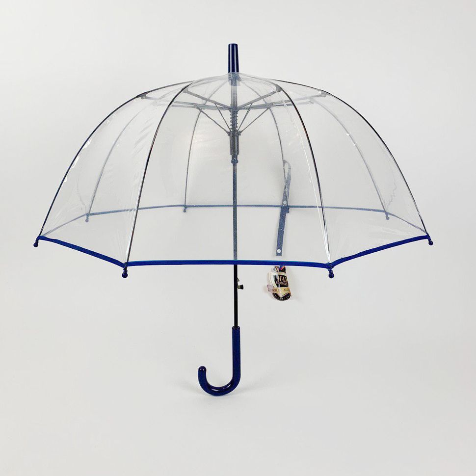 Детский прозрачный зонт трость от Max Comfort с синей ручкой, 027-6  027-6 фото | ANANASKO