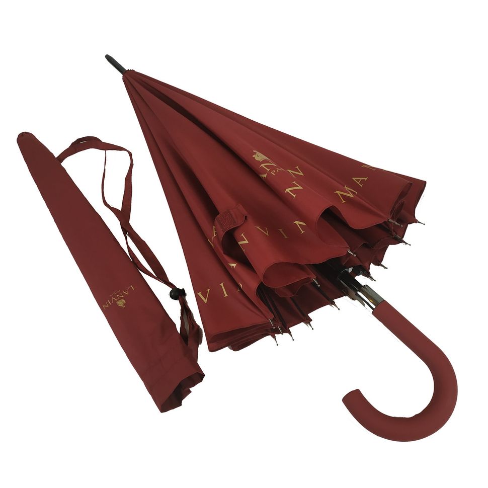 Жіноча парасоля-тростина з логотипами брендів, напівавтомат, бордовий, 1001-4  1001-4 фото | ANANASKO