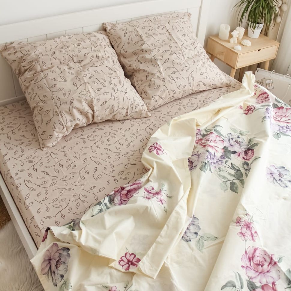 Комплект постельного белья двуспальный на резинке Бязь Голд Ananasko 144608 115 г/м² 144608(2,0) фото | ANANASKO