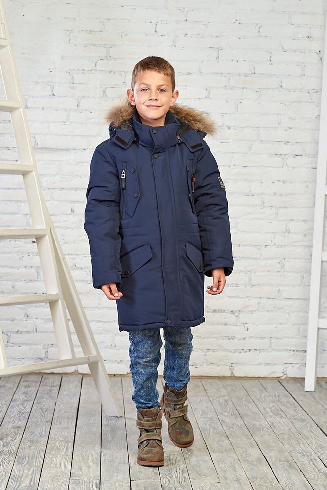 Зимняя куртка на мальчика 42  6-9582 (темно-синий) фото | ANANASKO