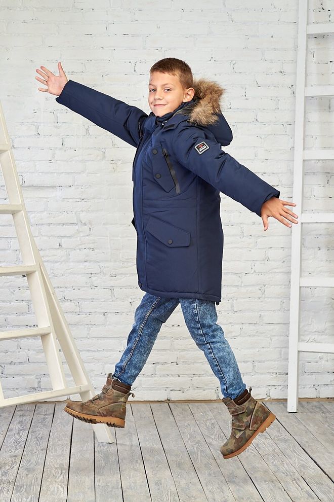 Зимова куртка на хлопчика 42  6-9582 (темно-синий) фото | ANANASKO