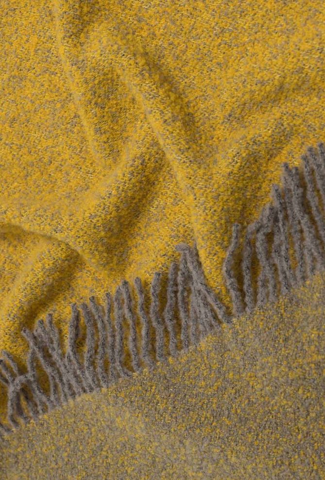 Плед на односпальную кровать 140х200 шерстяной серо-желтый 22244017  22244017 фото | ANANASKO