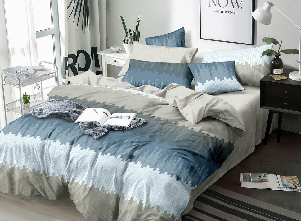 Комплект постельного белья двуспальный евро на резинке VIP Сатин Ananasko 77178 200 ниток/см² 77188(e) фото | ANANASKO