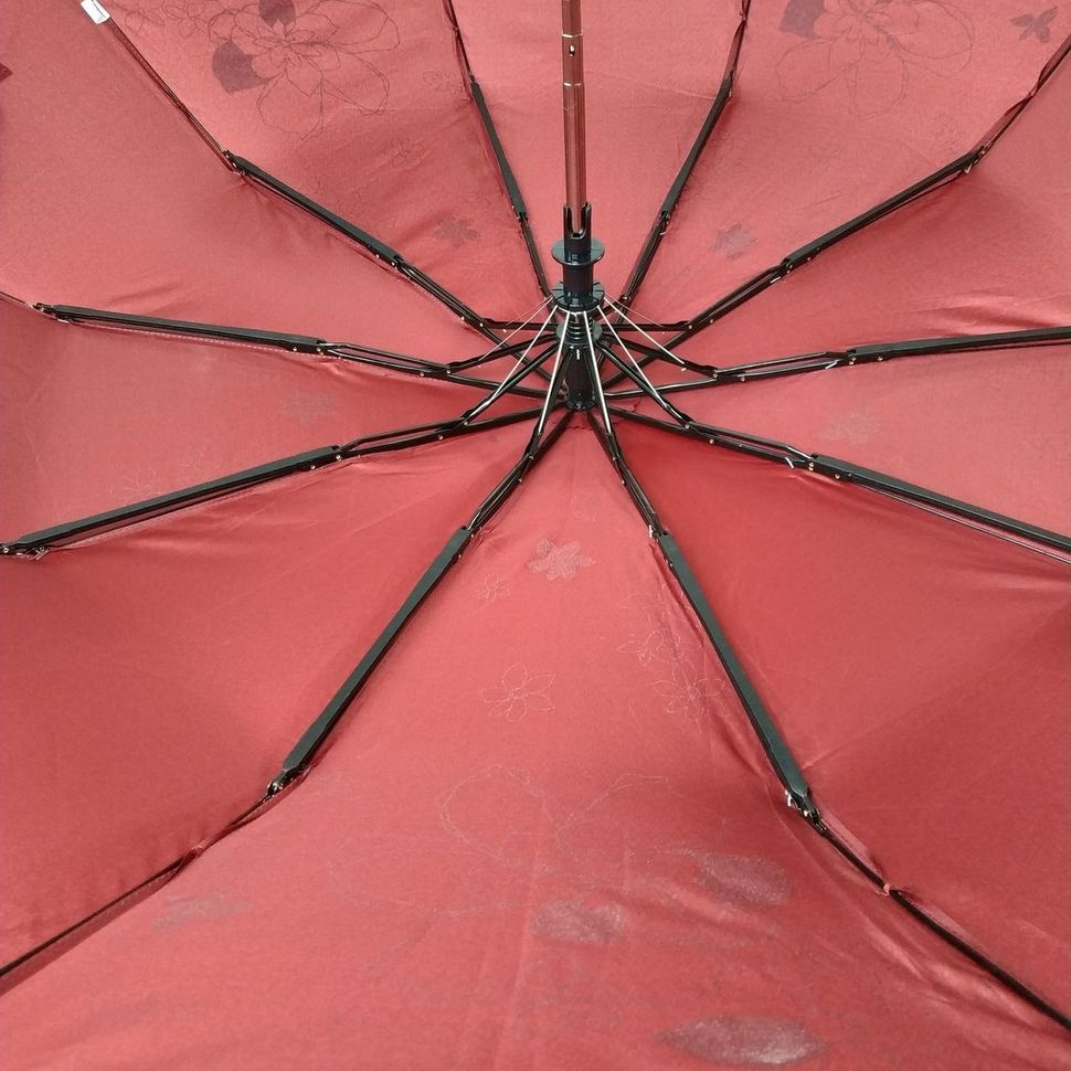 Женский зонт полуавтомат на 10 спиц, с изображением цветов, бордовый, 114-4  114-4 фото | ANANASKO